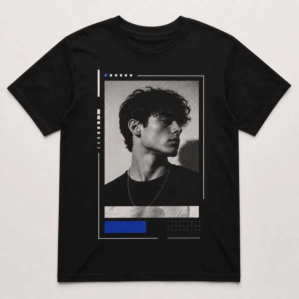 Finished minimal photo typography custom T-shirt