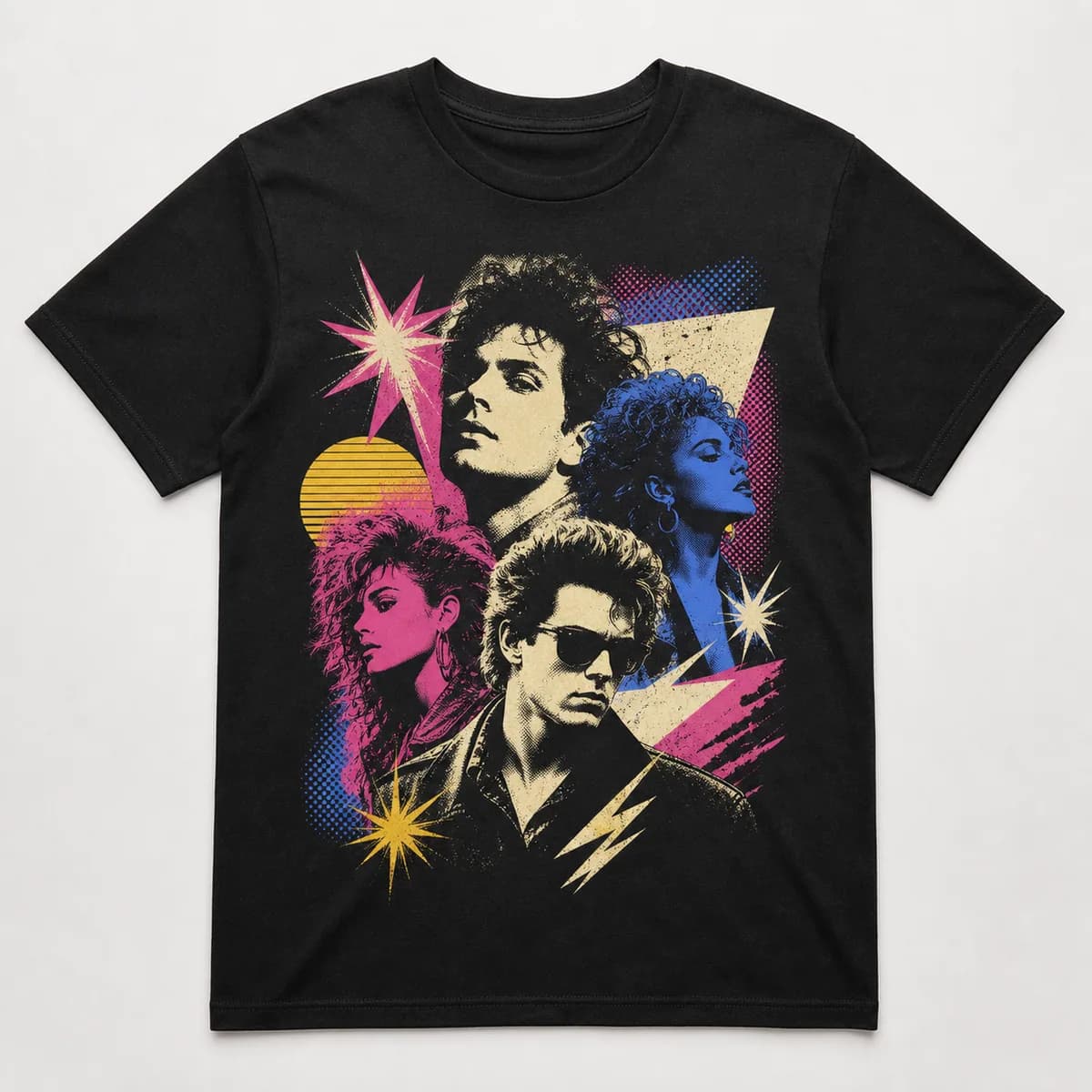 Finished vintage bootleg custom T-shirt design with portrait collage