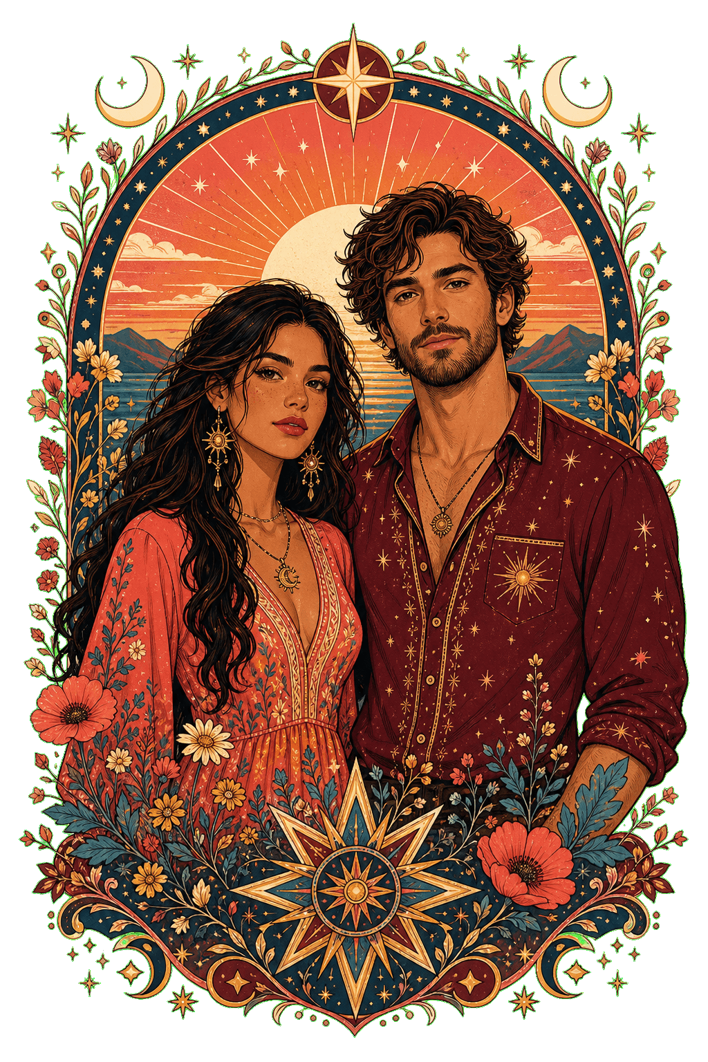 Couple Sunset Postcard