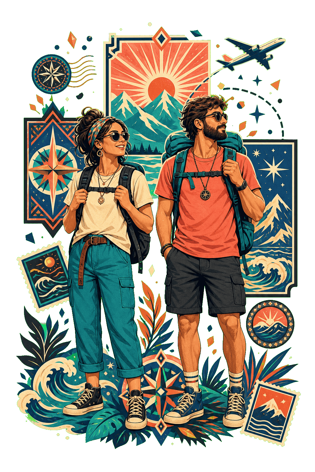 Couple Travel Passport Badge