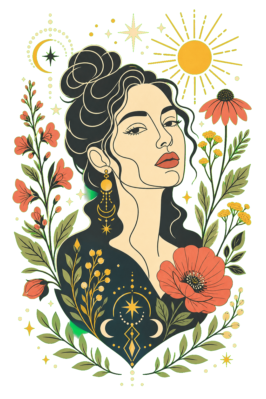 Minimal Botanical Line Portrait