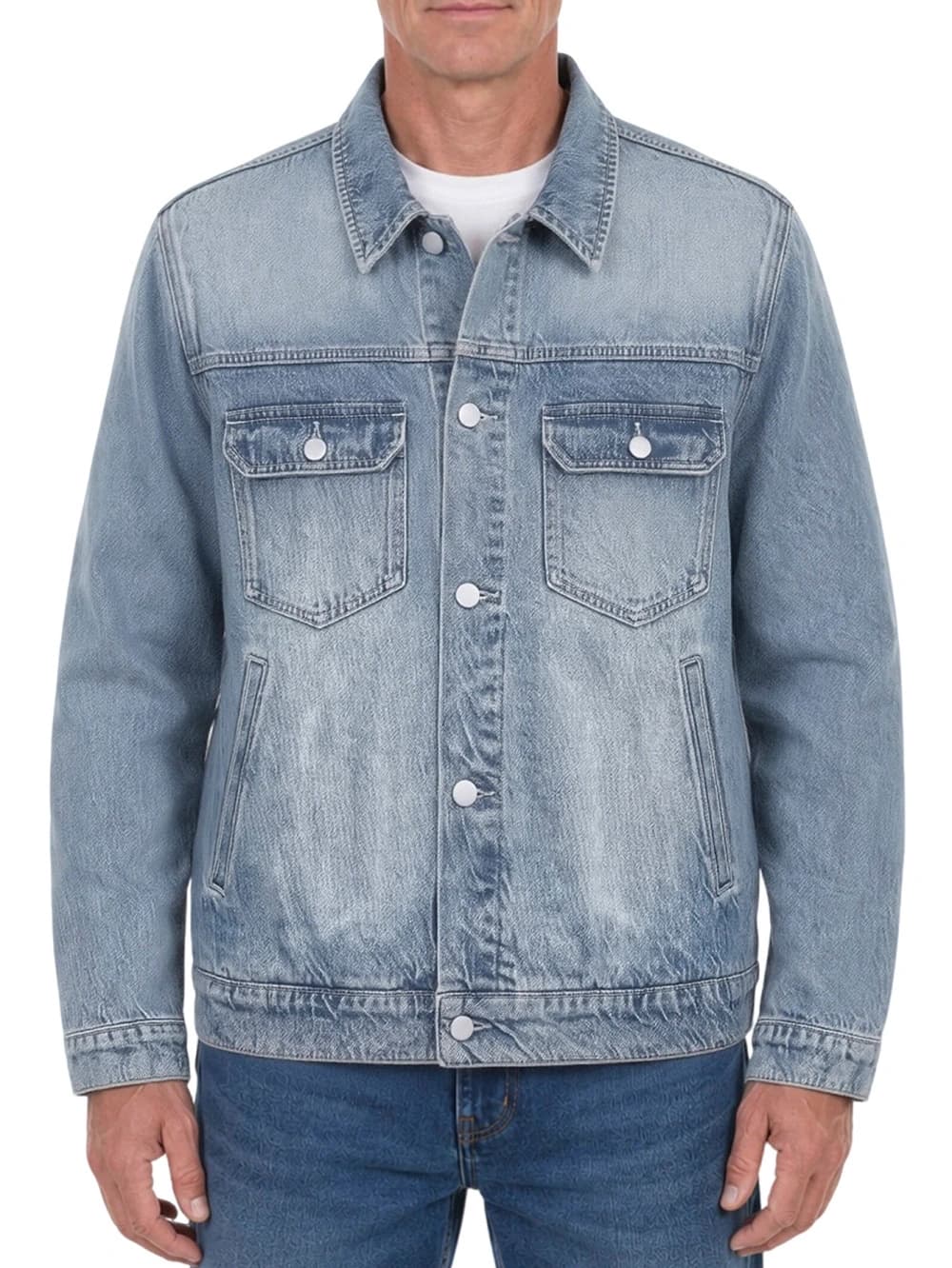 Custom Vintage Wash Denim Jacket - View 1